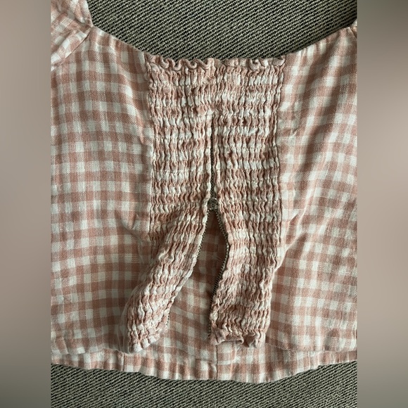 Checkered Pink Linen Reformation Top - Picture 3 of 3